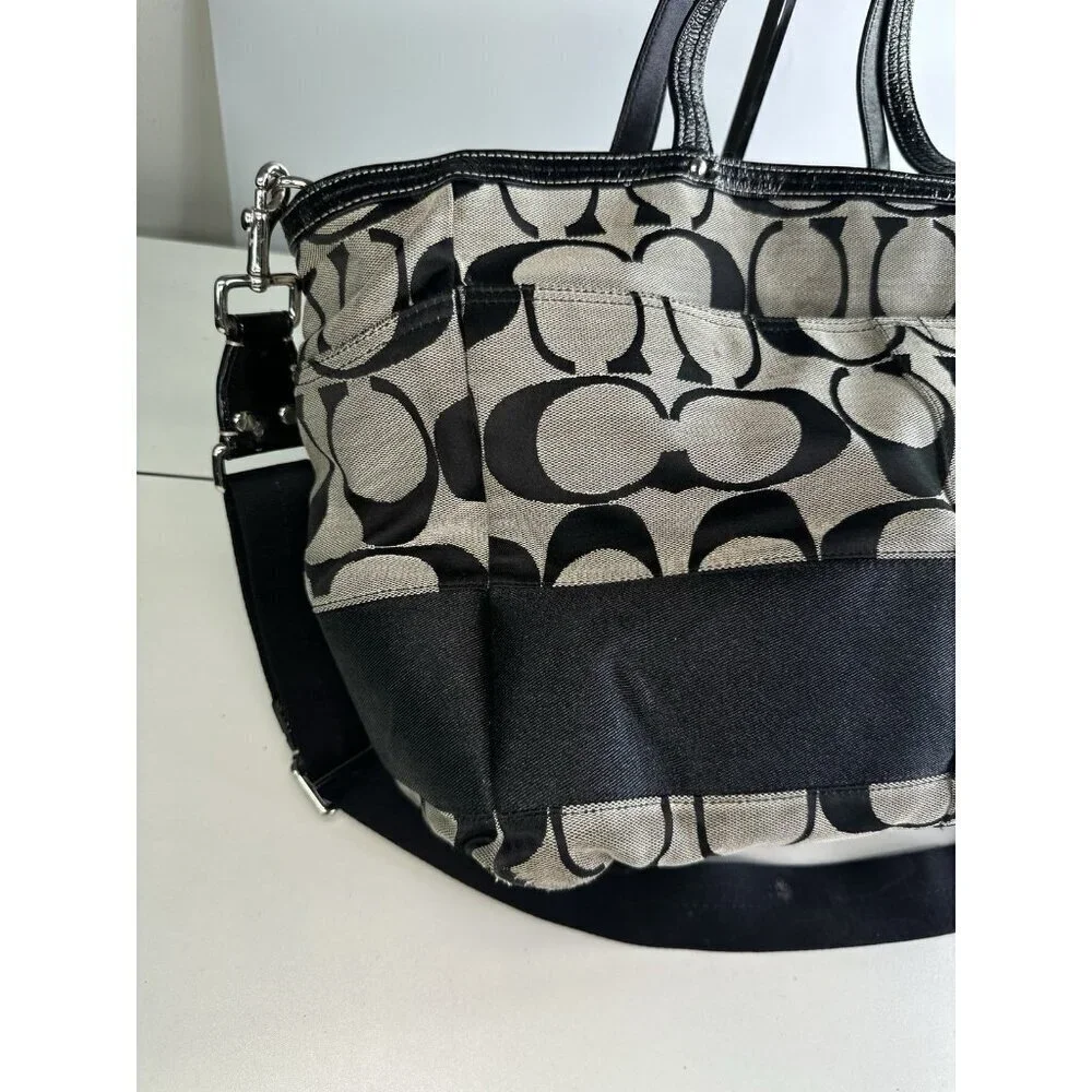 DAMAGED/ WORN COACH XL Tote / Diaper Bag /Signature C'S/ F13803/ Black